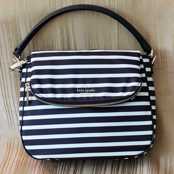Kate Spade Black and White Stripes Nylon Devin - Picture 3 of 8